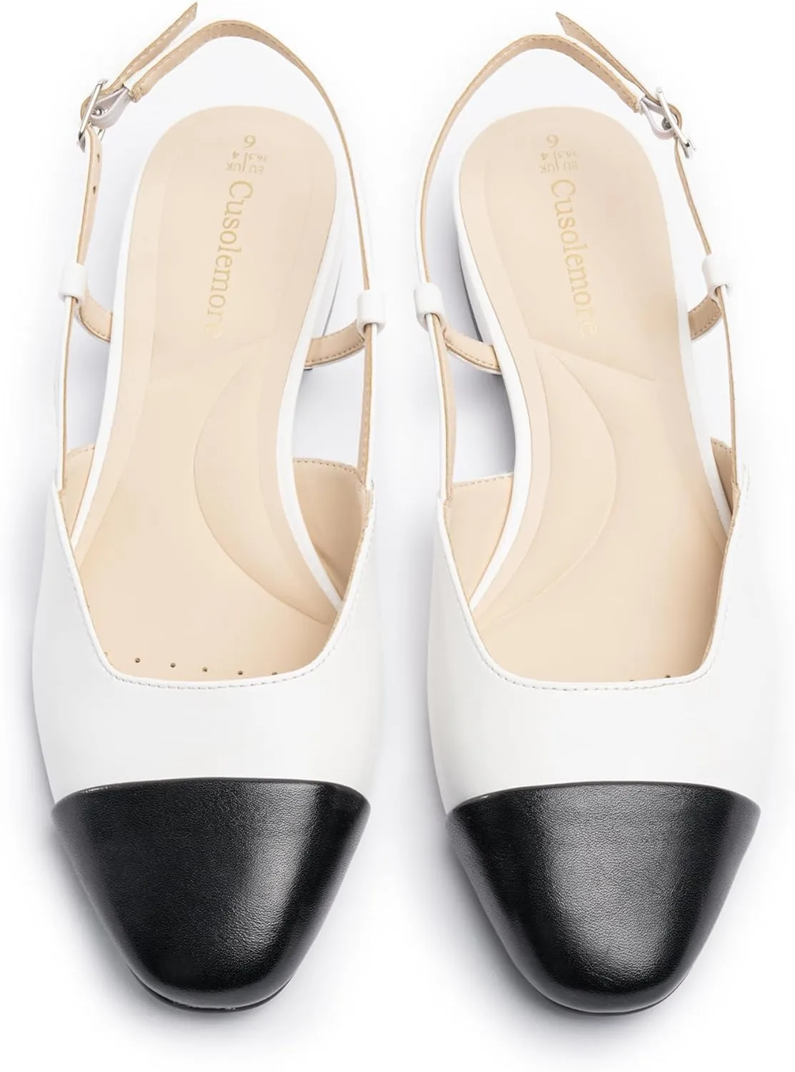 Slingback Flat Heels for Women, Cape Toe Flat Shoes, Low Heel Dress Shoes, Slingback Pumps for Women, Mules with Strap