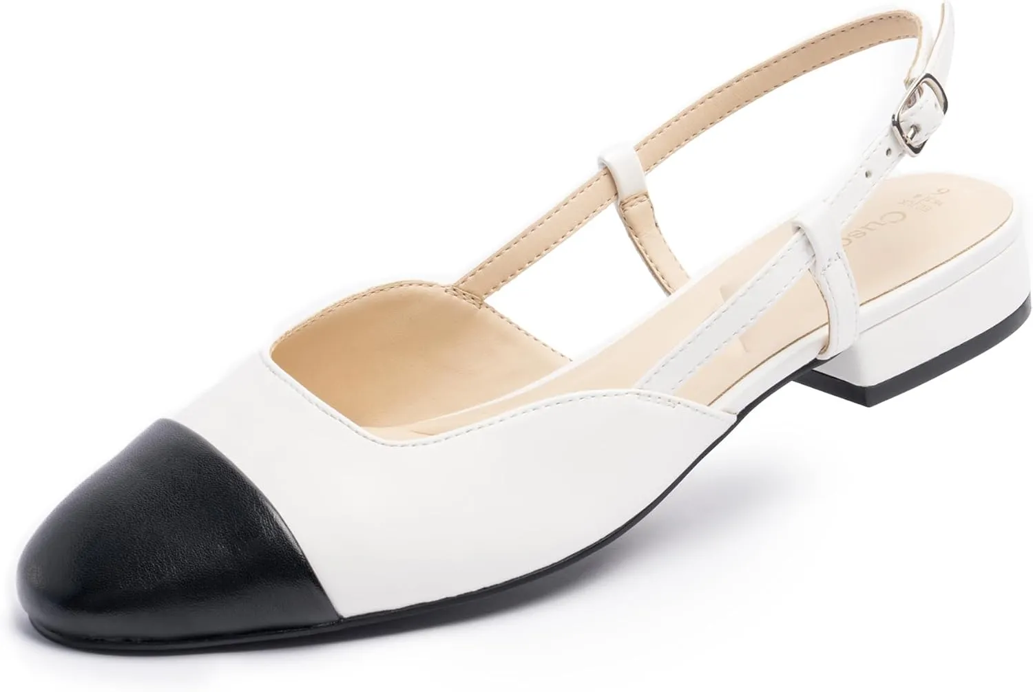 Slingback Flat Heels for Women, Cape Toe Flat Shoes, Low Heel Dress Shoes, Slingback Pumps for Women, Mules with Strap