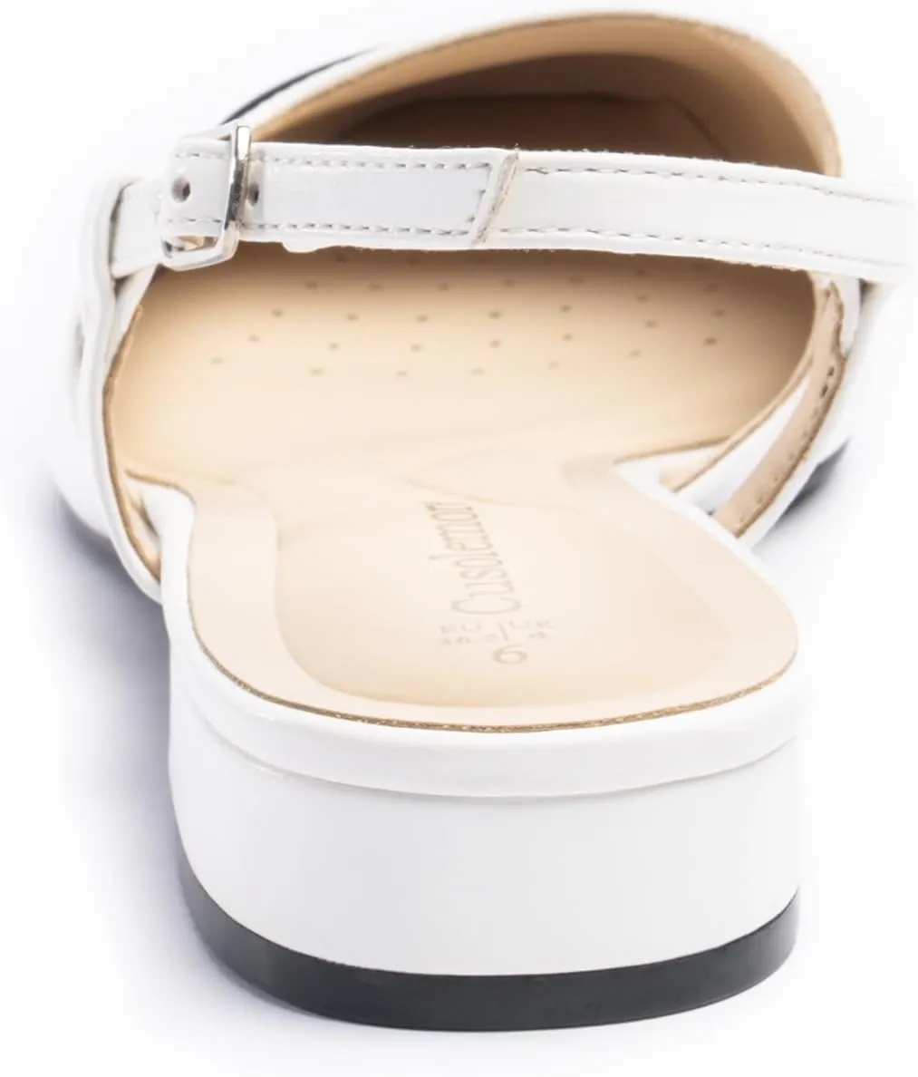 Slingback Flat Heels for Women, Cape Toe Flat Shoes, Low Heel Dress Shoes, Slingback Pumps for Women, Mules with Strap