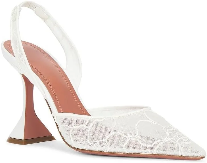 Slingback Mesh Mule Heels for Women with 3.75 Inches Heel