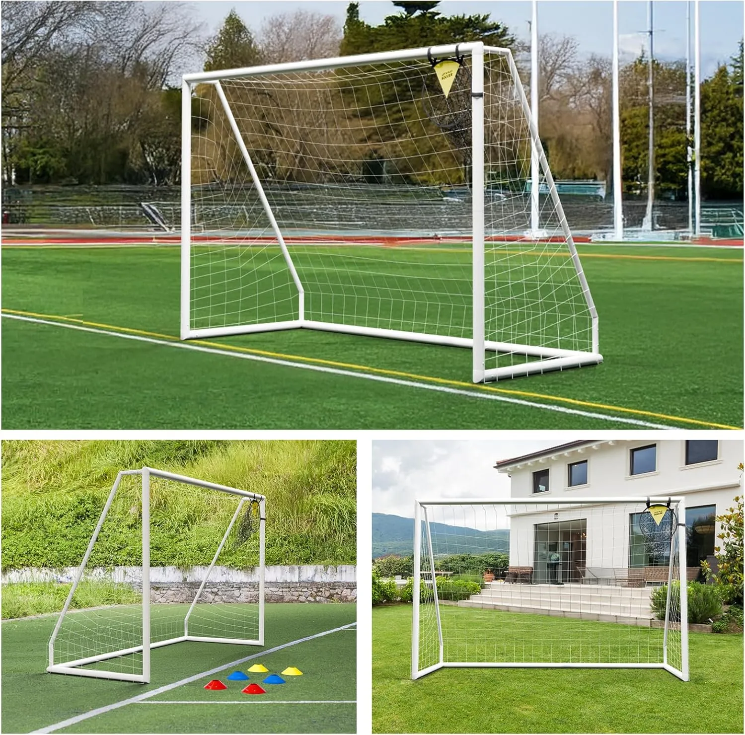 Soccer Goals 10x6.5/8x6/8x5/6x4/12x6 Soccer Nets for Backyard Portable Soccer Goals Post Soccer Training Equipment, Weatherproof PVC Soccer Goal