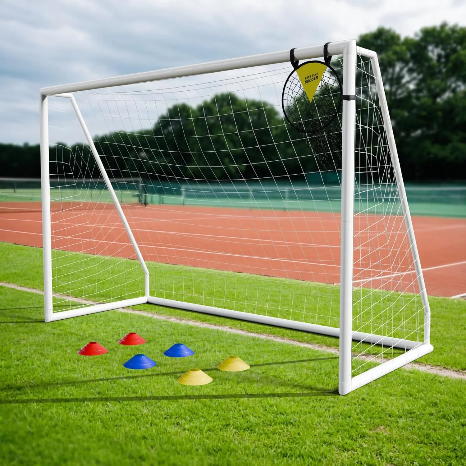 Soccer Goals 10x6.5/8x6/8x5/6x4/12x6 Soccer Nets for Backyard Portable Soccer Goals Post Soccer Training Equipment, Weatherproof PVC Soccer Goal