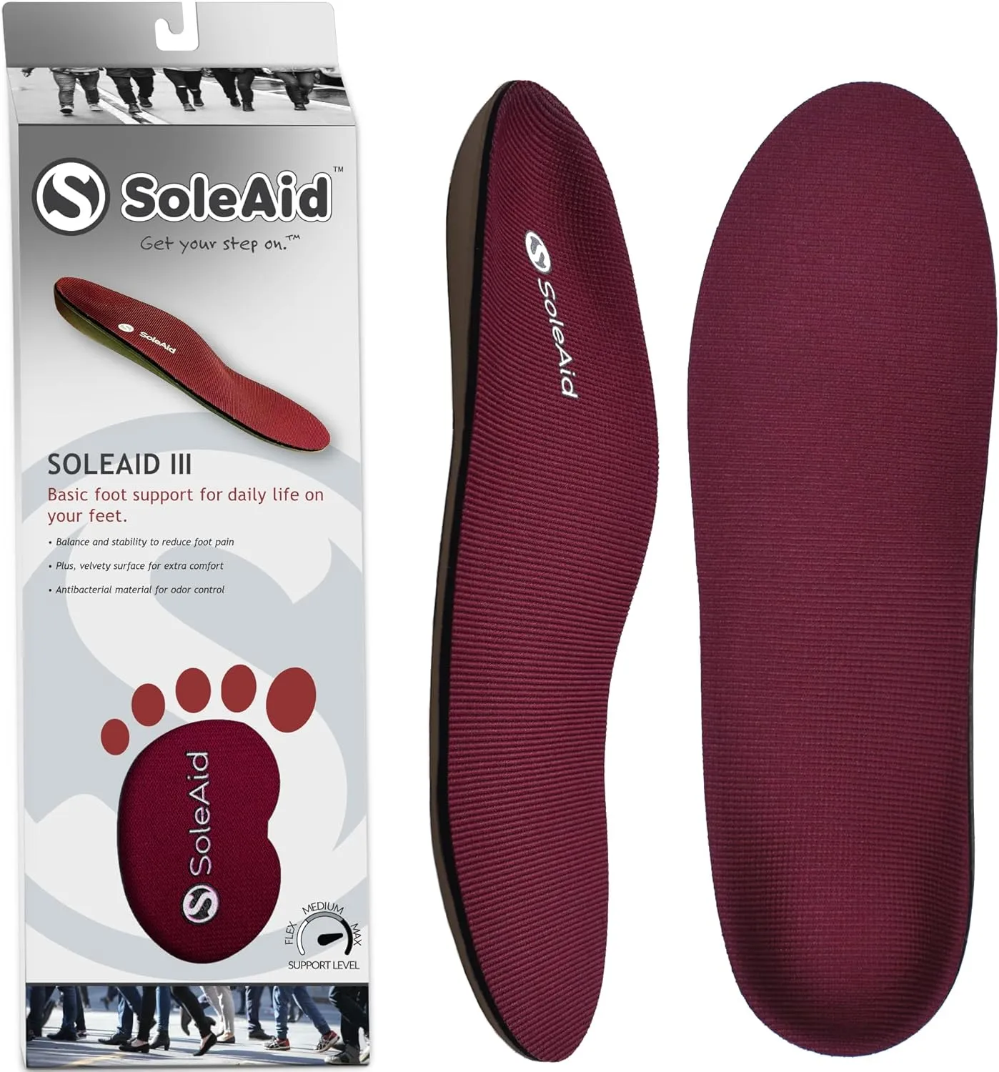 SoleAid III Performance Insole, Neutral Height Rigid Arch Support Orthotic for Overpronation, Shock Absorbing, Anti-Fatigue, All Day Comfort Shoe Insert (Women - / Men 11-11.5)