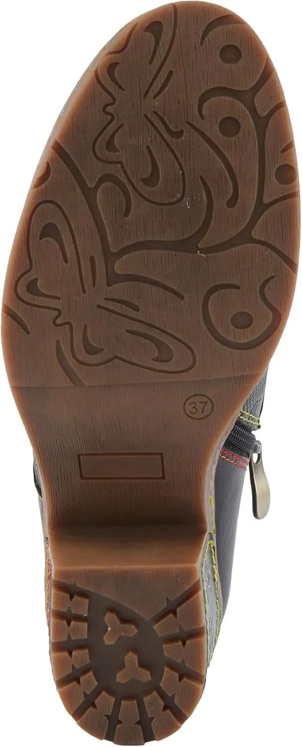 Spring Step L'Artiste Briteetoe Women's Oxford Bootie - Artistic Accents, Embossed Handpainted Details, Versatile & Comfortable