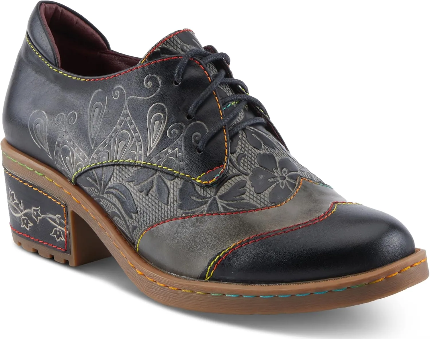 Spring Step L'Artiste Briteetoe Women's Oxford Bootie - Artistic Accents, Embossed Handpainted Details, Versatile & Comfortable