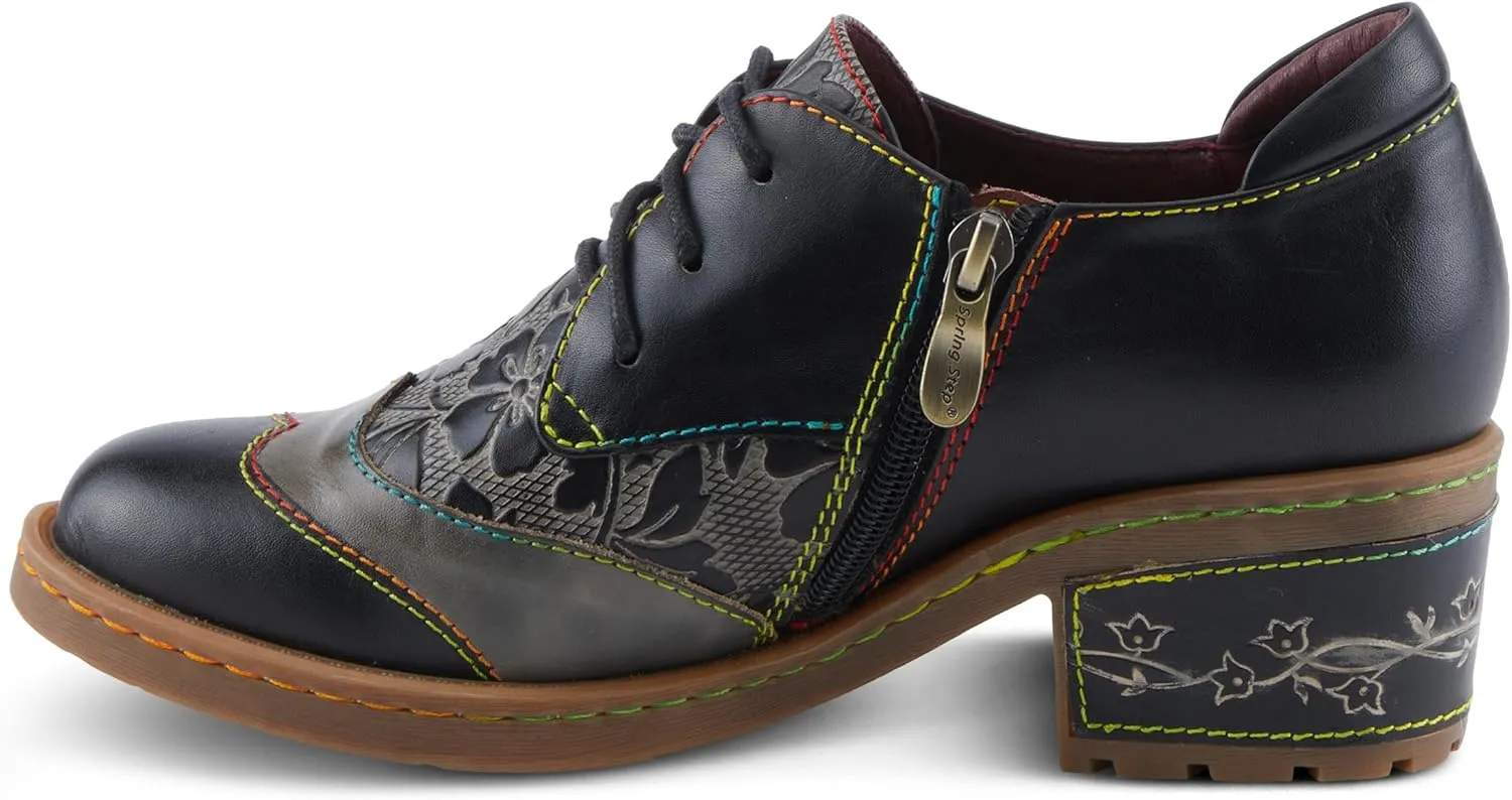 Spring Step L'Artiste Briteetoe Women's Oxford Bootie - Artistic Accents, Embossed Handpainted Details, Versatile & Comfortable