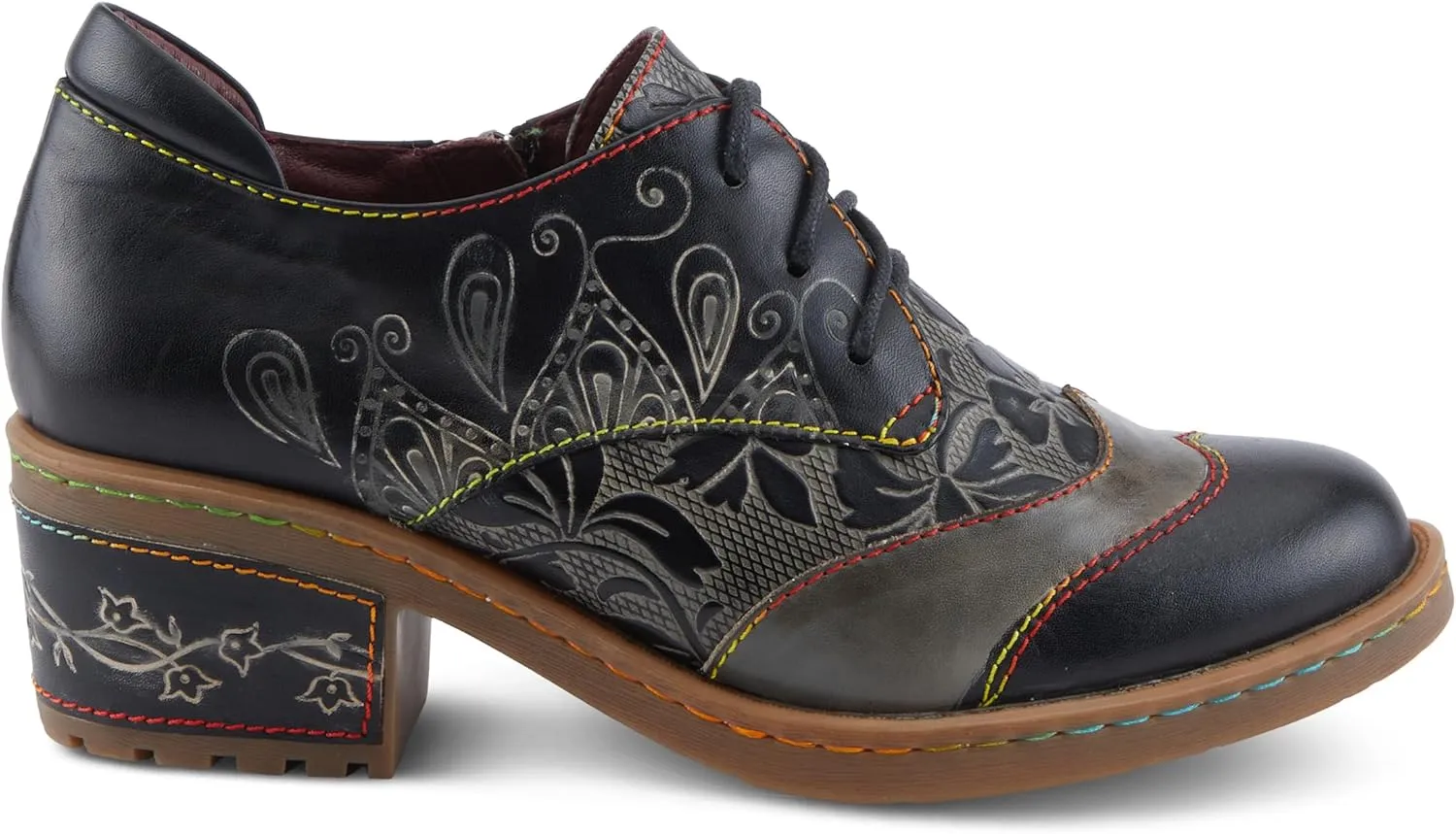 Spring Step L'Artiste Briteetoe Women's Oxford Bootie - Artistic Accents, Embossed Handpainted Details, Versatile & Comfortable