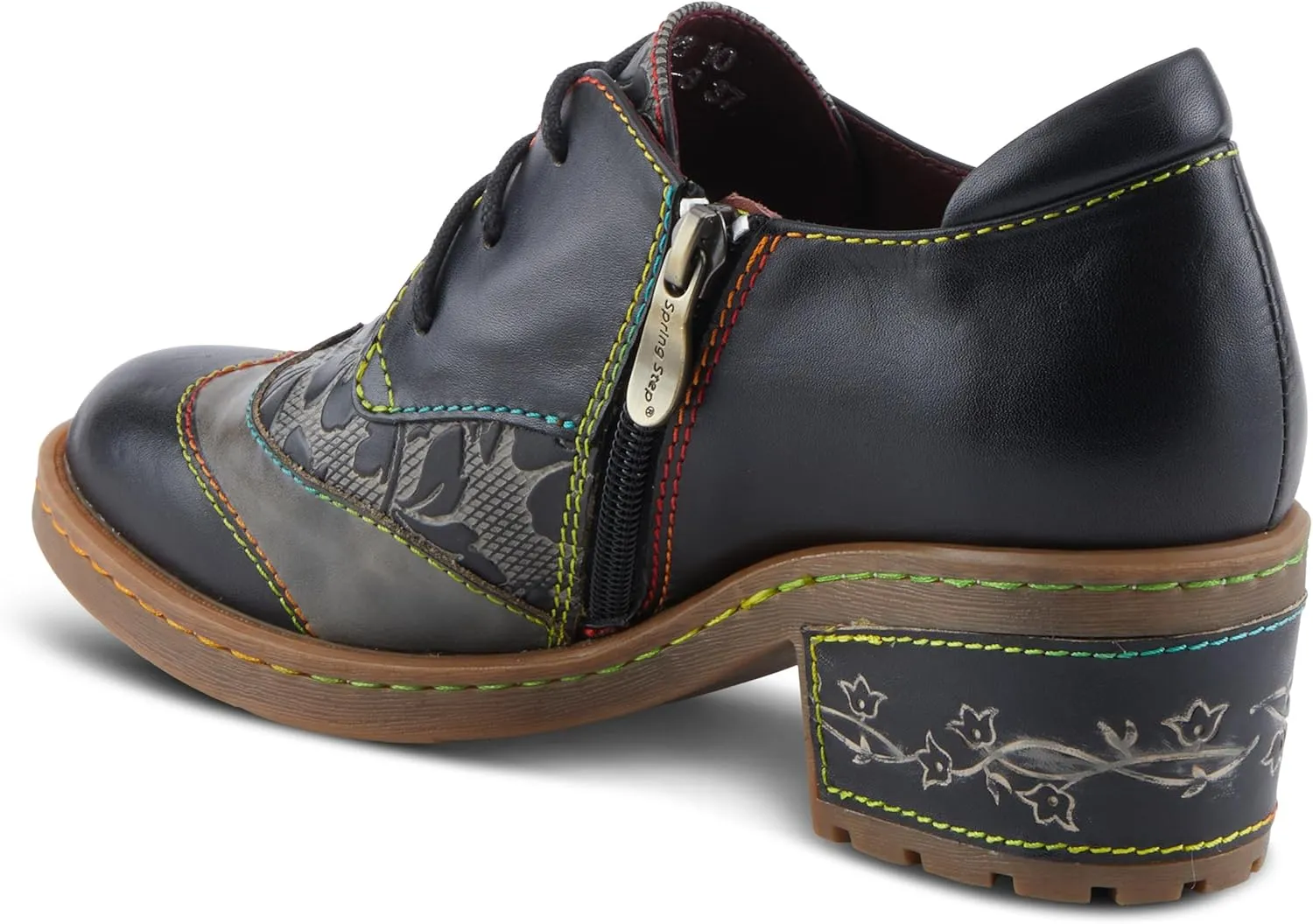 Spring Step L'Artiste Briteetoe Women's Oxford Bootie - Artistic Accents, Embossed Handpainted Details, Versatile & Comfortable
