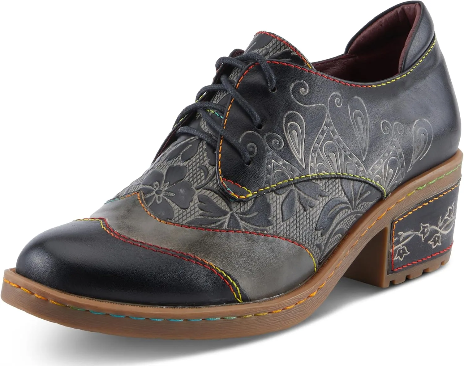 Spring Step L'Artiste Briteetoe Women's Oxford Bootie - Artistic Accents, Embossed Handpainted Details, Versatile & Comfortable