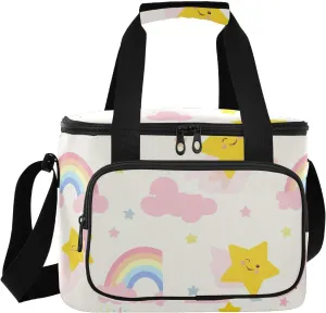 Star Rainbow Clouds Beige Insulated Cooler Bag for Women Men Leakproof 24 Can Camping Cooling Bag for Travel Outdoors Trip