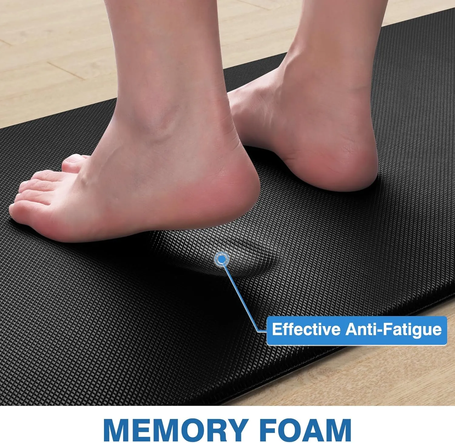 StepRite Kitchen Mats, 2PCS Kitchen Rugs, Cushioned Anti Fatigue Kitchen Mats for Floor, Non-Slip Standing Desk Mat, Waterproof Kitchen Rug Set for Kitchen, Floor, Office, 17.3"x30" 17.3"x47", Black