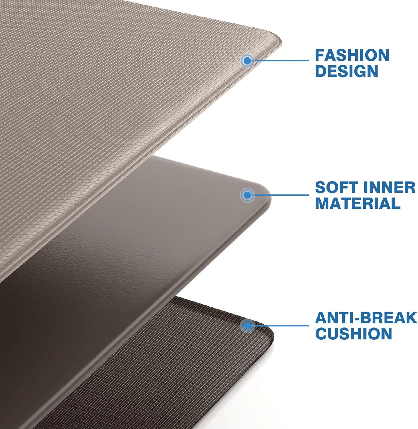 StepRite Kitchen Mats, 2PCS Kitchen Rugs, Cushioned Anti Fatigue Kitchen Mats for Floor, Non-Slip Standing Desk Mat, Waterproof Kitchen Rug Set for Kitchen, Floor, Office, 17.3"x30" 17.3"x59", Khaki