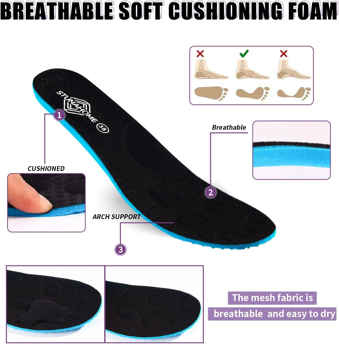 STUNAHOME Orthopedic Sneakers Breathable Women Walking Shoes Slip on Trainers Women's Comfortable Casual Ladies Athletic Shoe Thick Bottom