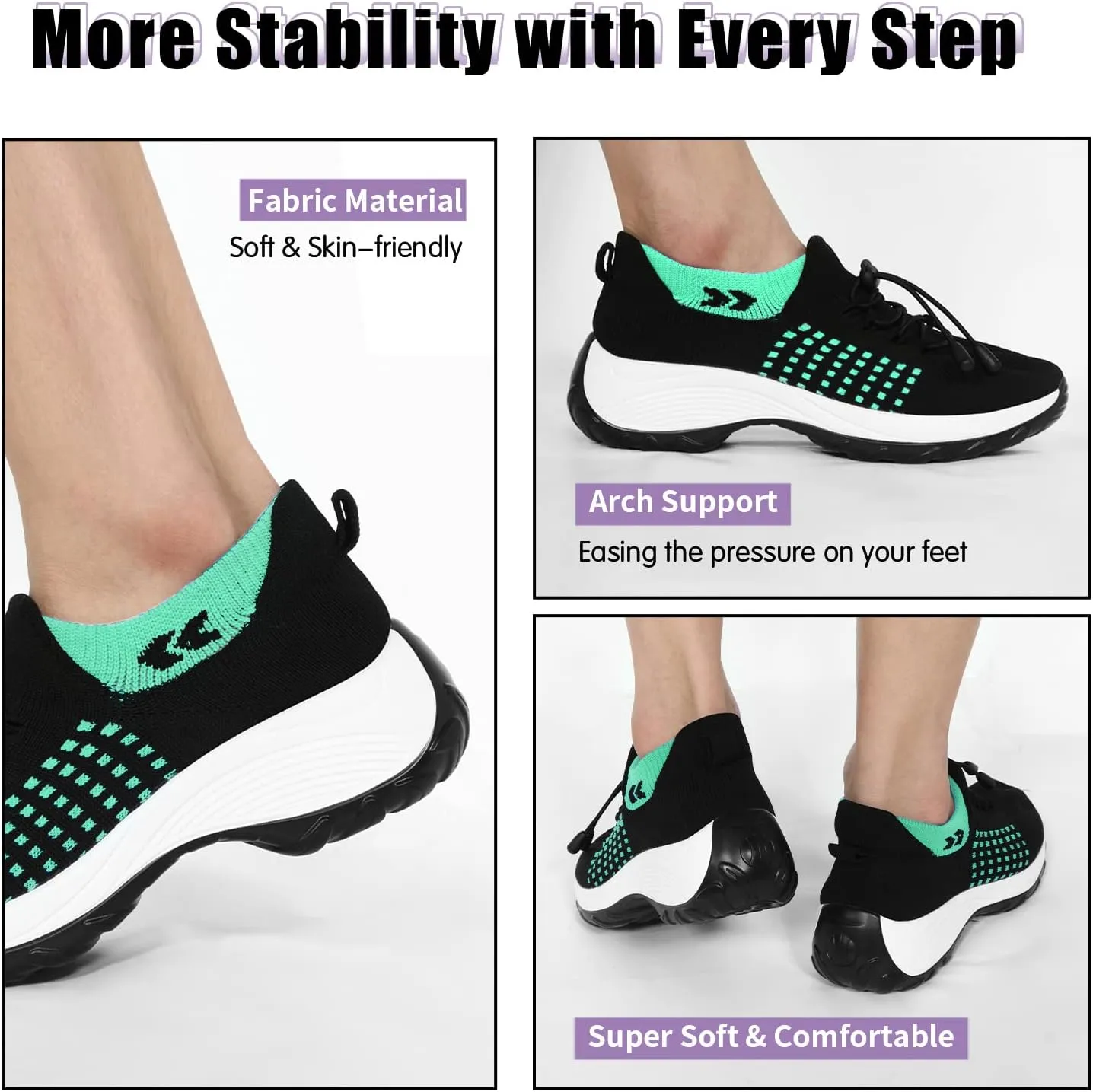 STUNAHOME Orthopedic Sneakers Breathable Women Walking Shoes Slip on Trainers Women's Comfortable Casual Ladies Athletic Shoe Thick Bottom
