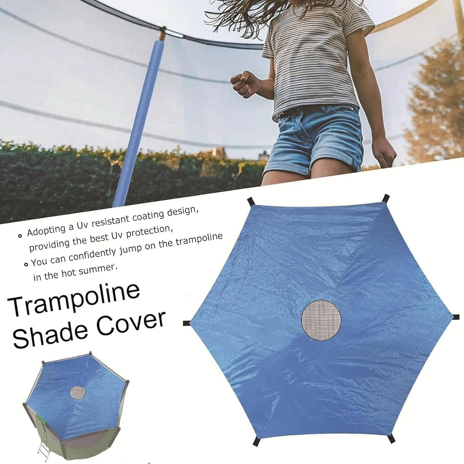 Sun-Protection Trampolines Canopy Anti-UV Sunshade Cover, 8/10/12/14/16Ft Trampolines Accessories for Outdoor Backyard Playground