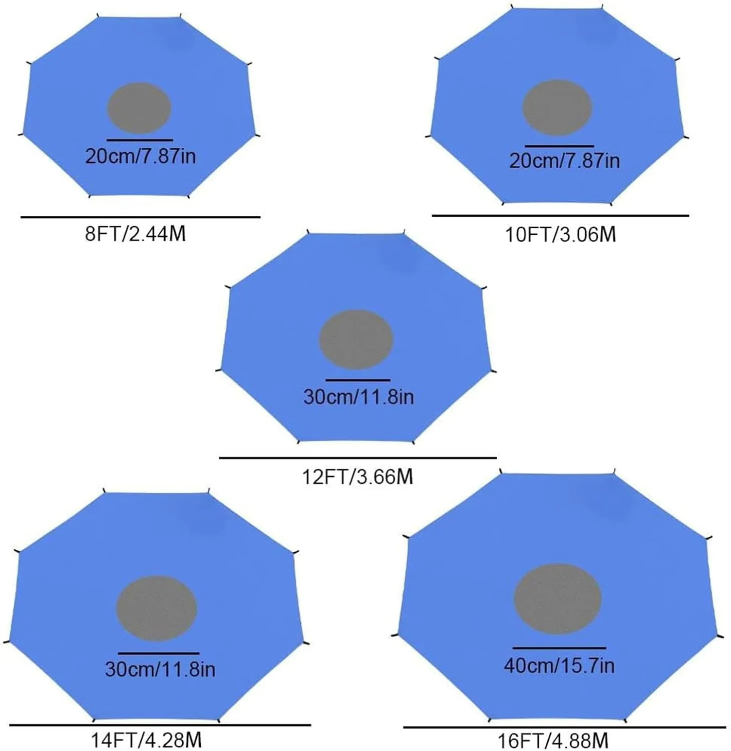 Sun-Protection Trampolines Canopy Anti-UV Sunshade Cover, 8/10/12/14/16Ft Trampolines Accessories for Outdoor Backyard Playground