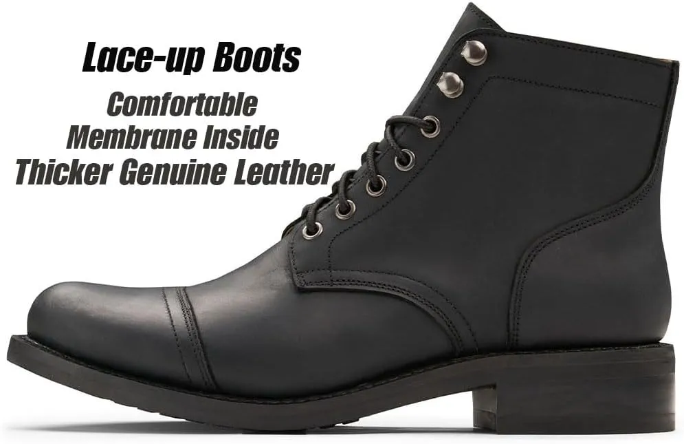 SUREWAY 6 Inch Men's Lace-up Ankle Boot - Cap Toe, Captain Genuine Leather Lace up Chukka Boots for Men,Classic Comfort Oxford Style Footwear