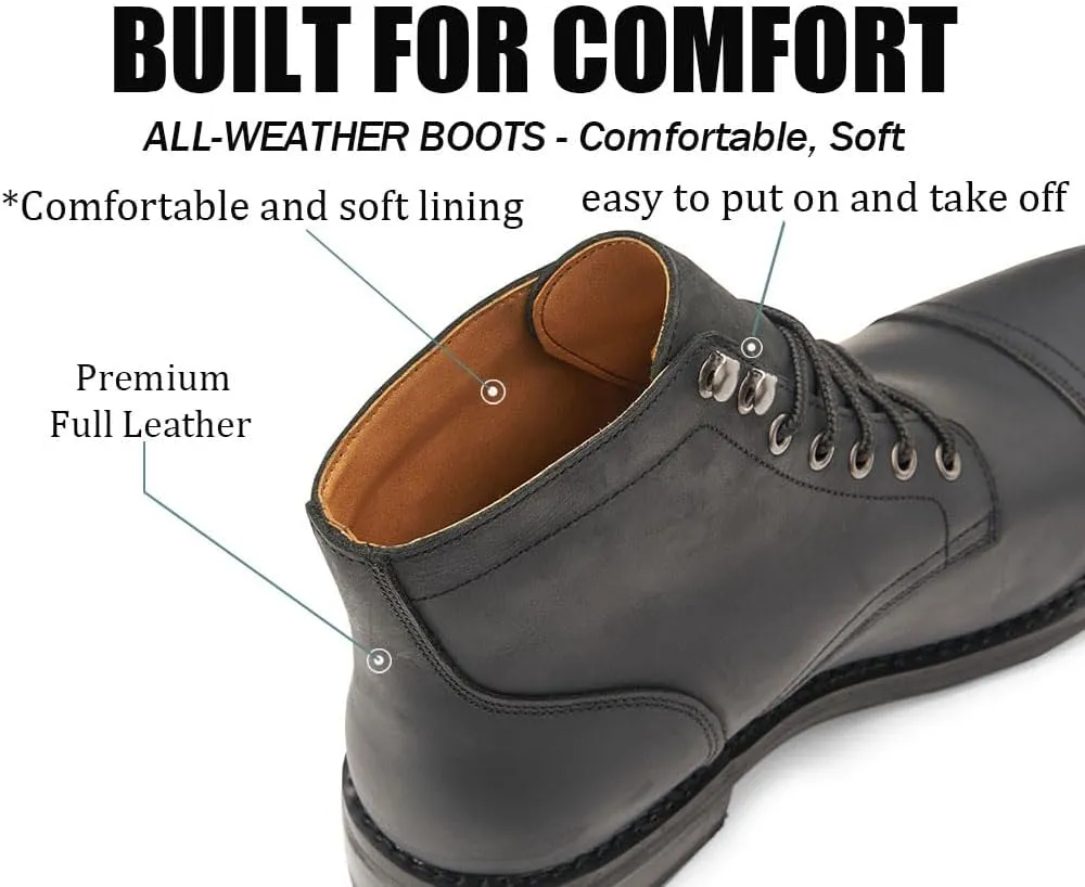 SUREWAY 6 Inch Men's Lace-up Ankle Boot - Cap Toe, Captain Genuine Leather Lace up Chukka Boots for Men,Classic Comfort Oxford Style Footwear