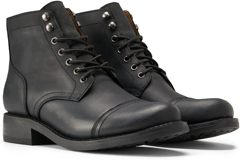 SUREWAY 6" Men's Lace-up Ankle Boots - Cap Toe, Captain Genuine Leather Lace up Chukka Boots for Men,Classic Comfort Oxford Style Footwear