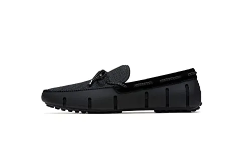 SWIMS Mens Loafers, Braided Lace Shoes for Men, Casual Beach Loafer, Comfortable Summer Shoe, Stylish Lightweight Walking Footwear, Quick Dry Breathable Eco Friendly Footbed (Black/Graphite,10)