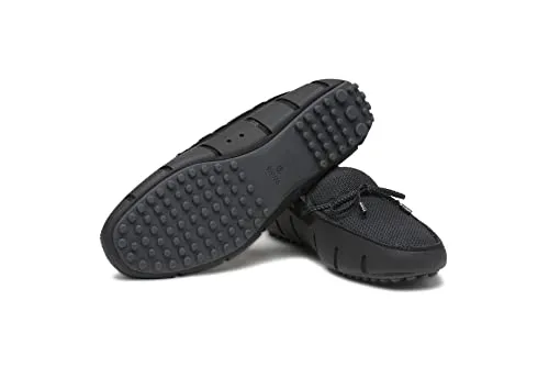SWIMS Mens Loafers, Braided Lace Shoes for Men, Casual Beach Loafer, Comfortable Summer Shoe, Stylish Lightweight Walking Footwear, Quick Dry Breathable Eco Friendly Footbed (Black/Graphite,10)