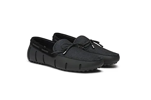 SWIMS Mens Loafers, Braided Lace Shoes for Men, Casual Beach Loafer, Comfortable Summer Shoe, Stylish Lightweight Walking Footwear, Quick Dry Breathable Eco Friendly Footbed (Black/Graphite,10)