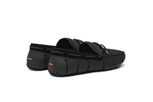 SWIMS Mens Loafers, Braided Lace Shoes for Men, Casual Beach Loafer, Comfortable Summer Shoe, Stylish Lightweight Walking Footwear, Quick Dry Breathable Eco Friendly Footbed (Black/Graphite,10)