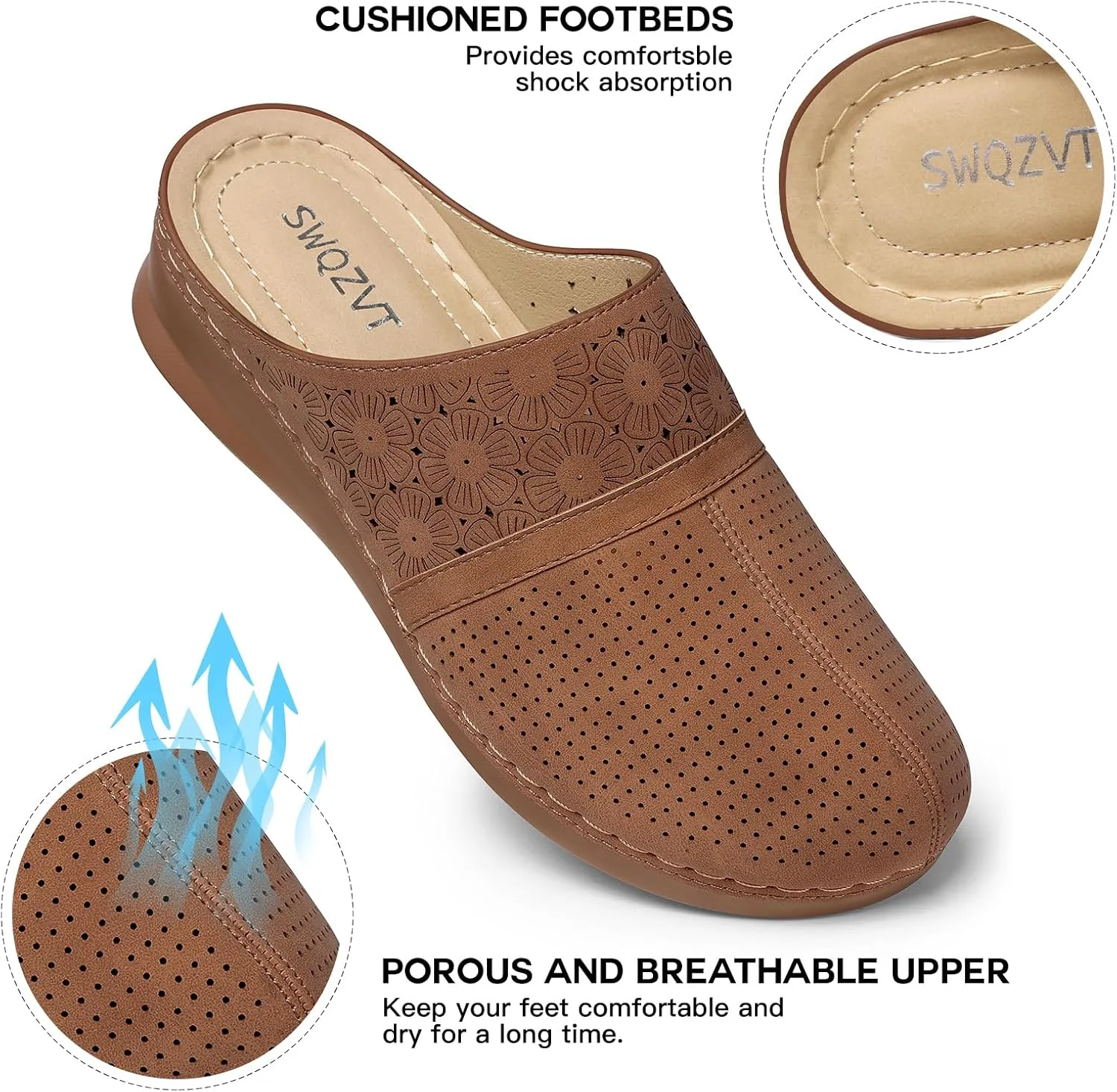 SWQZVT Clogs for Women Mules Slip-On: Closed Toe Clog - Comfortable Dressy Mule
