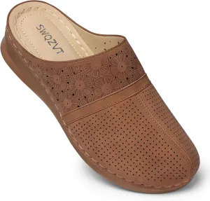 SWQZVT Clogs for Women Mules Slip-On: Closed Toe Clog - Comfortable Dressy Mule