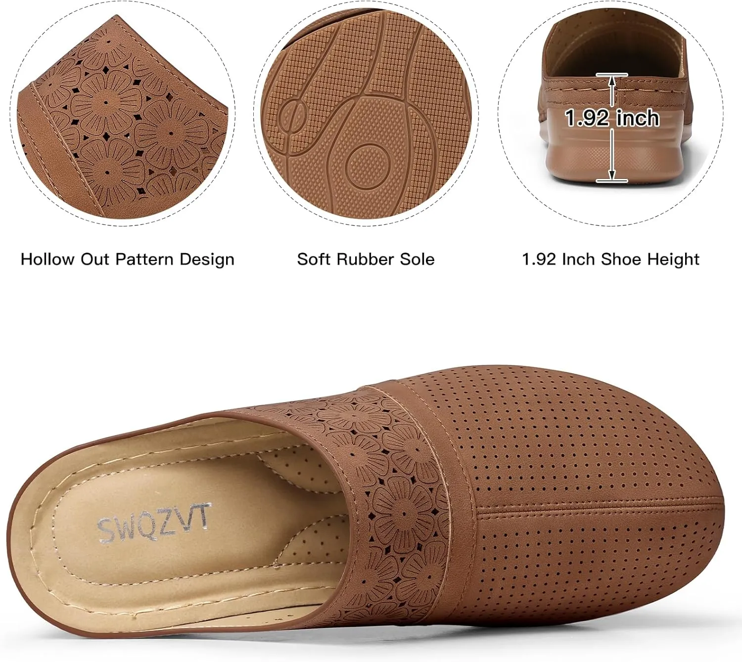 SWQZVT Clogs for Women Mules Slip-On: Closed Toe Clog - Comfortable Dressy Mule