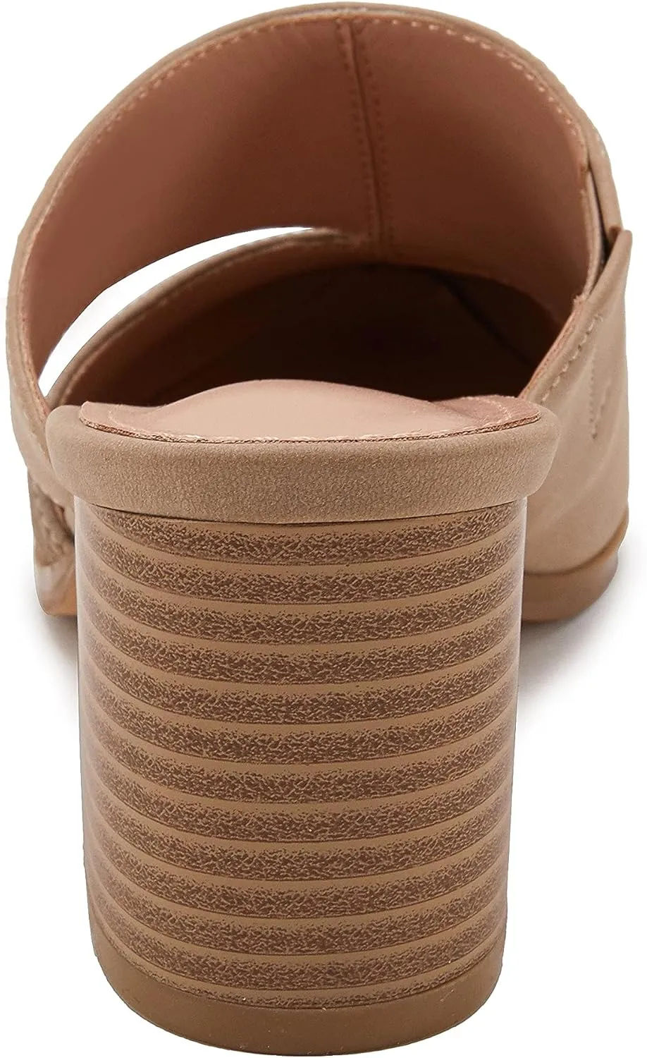 Syktkmx Women's Cutout Backless Mules Slip On Closed Toe Chunky Stacked Heeled Sandals