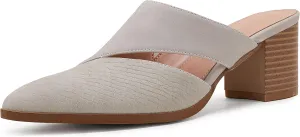 Syktkmx Women's Cutout Backless Mules Slip On Closed Toe Chunky Stacked Heeled Sandals