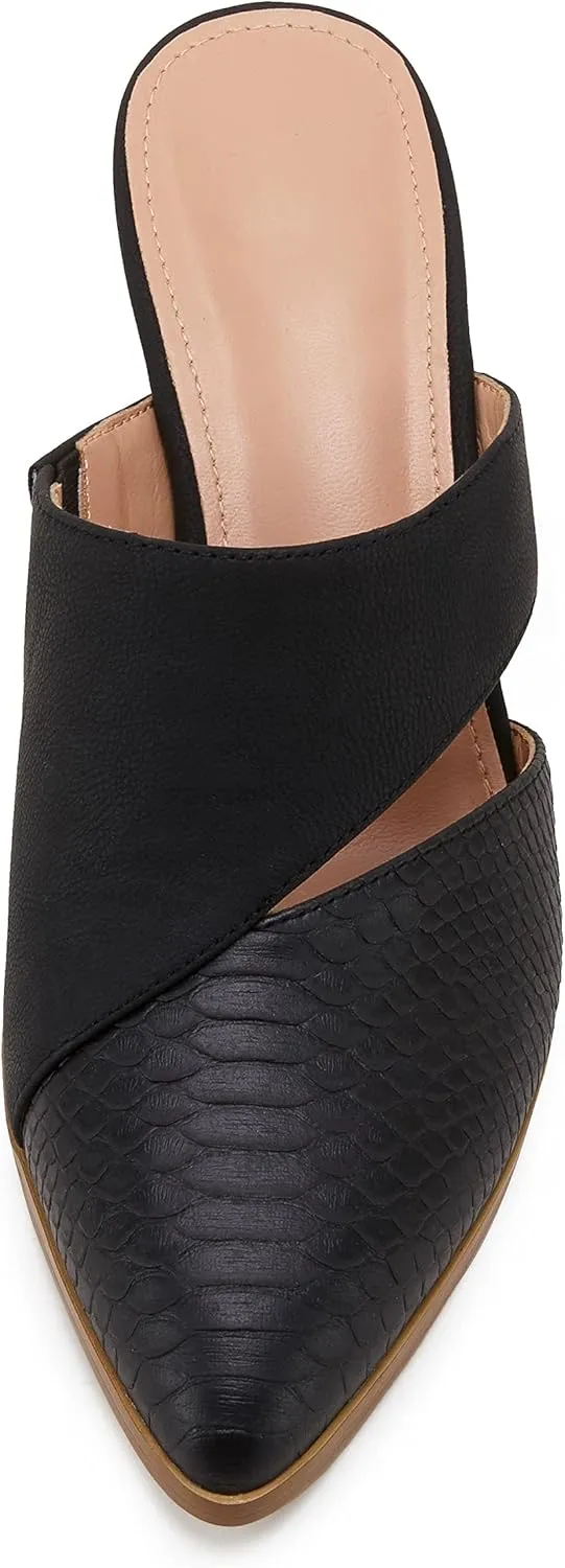 Syktkmx Women's Cutout Backless Mules Slip On Closed Toe Chunky Stacked Heeled Sandals