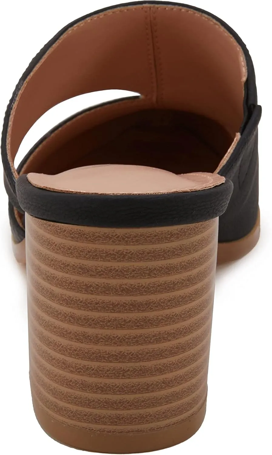 Syktkmx Women's Cutout Backless Mules Slip On Closed Toe Chunky Stacked Heeled Sandals
