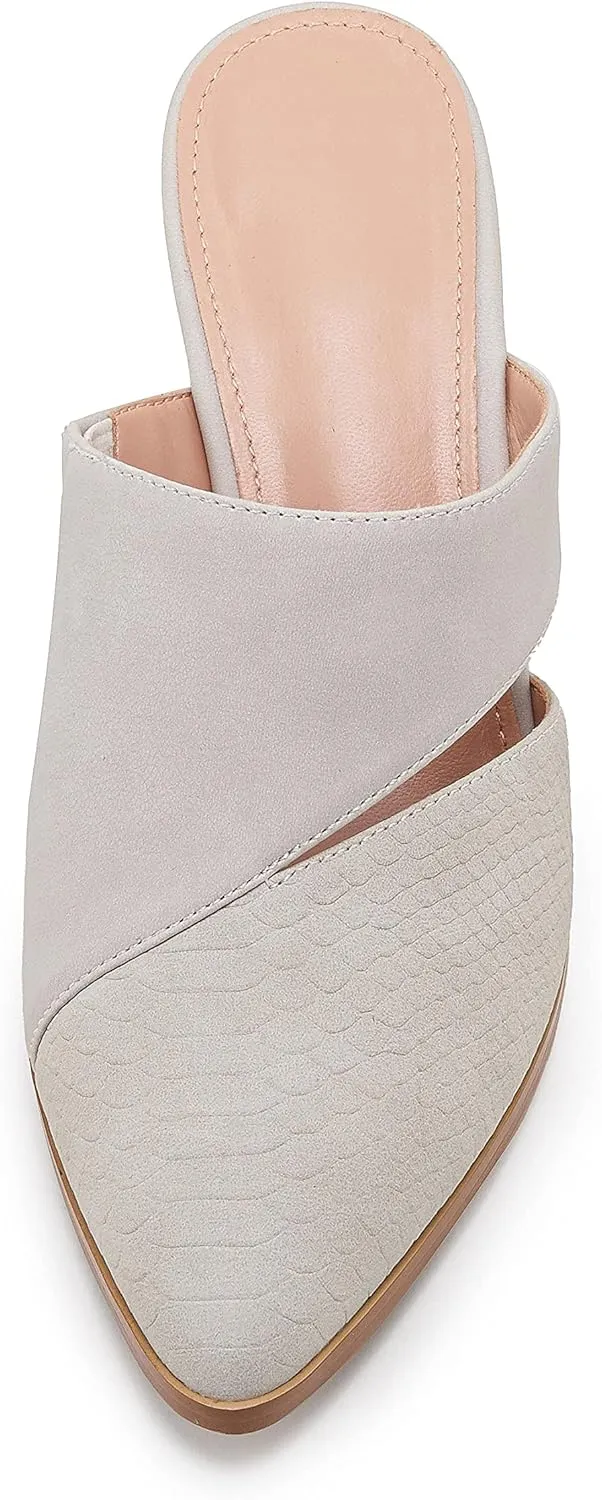 Syktkmx Women's Cutout Backless Mules Slip On Closed Toe Chunky Stacked Heeled Sandals