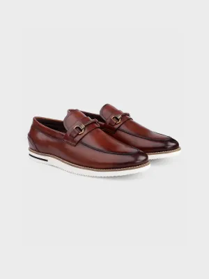 Tan Leather Slip-On Loafer Shoes