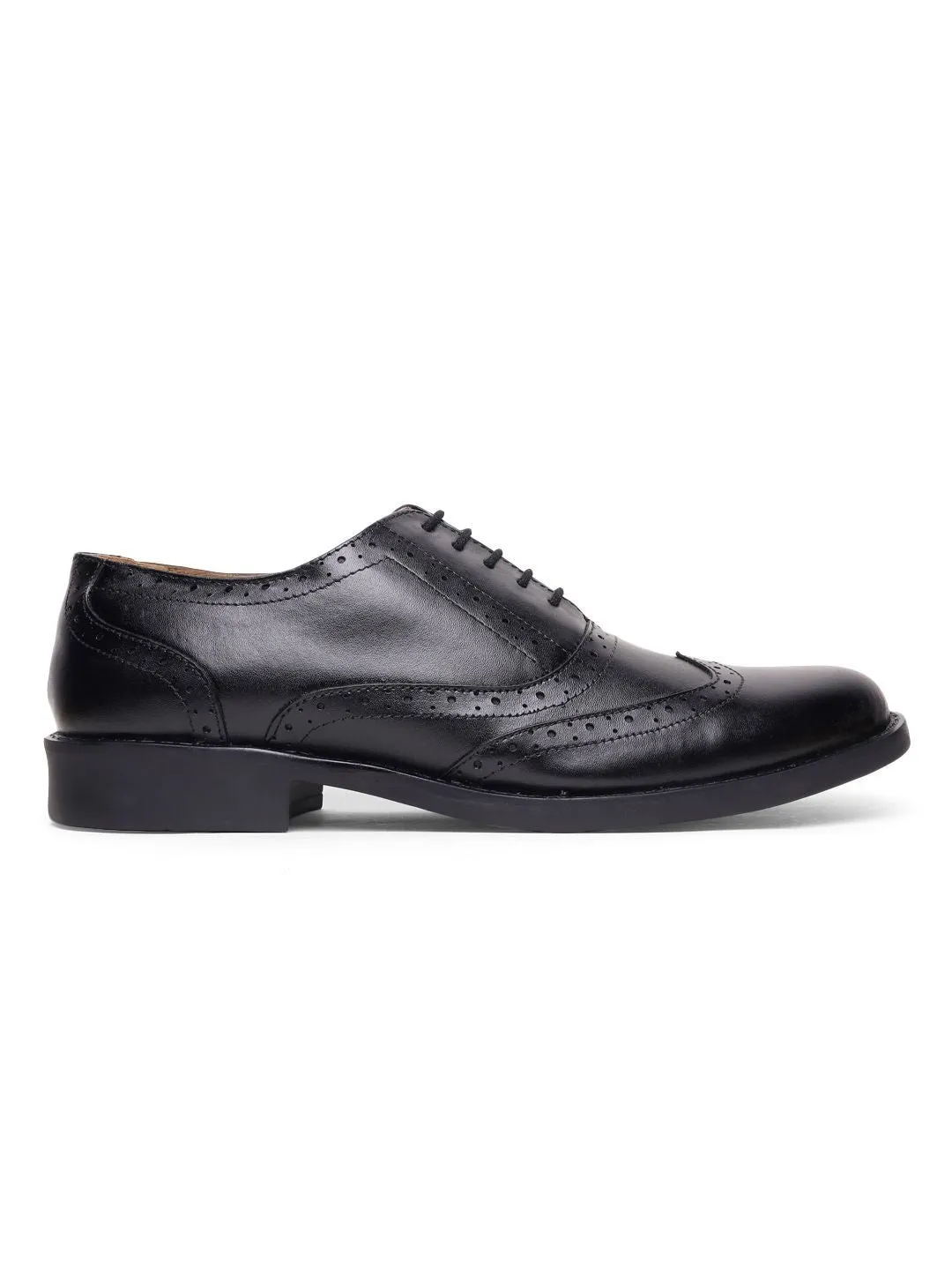 Teakwood Genuine Leather Black Oxford Shoes