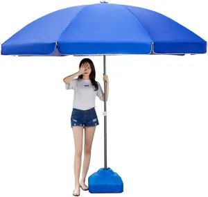 TEmkin Large-Scale Commercial Parasols for Sunshade, Outdoor Garden Parasols, Height-Adjustable Folding Round Umbrellas, Portable, Essential Equipment for Summer (Blue 3.4M)