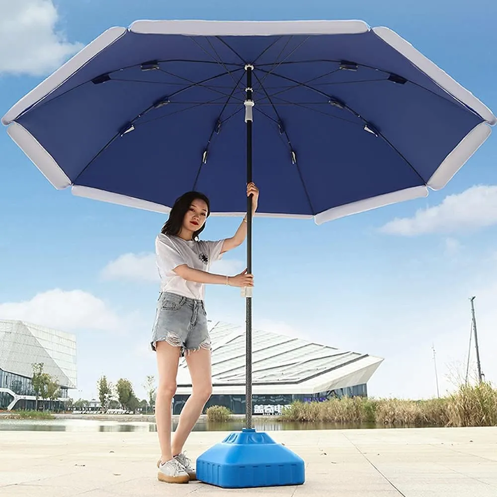 TEmkin Large-Scale Commercial Parasols for Sunshade, Outdoor Garden Parasols, Height-Adjustable Folding Round Umbrellas, Portable, Essential Equipment for Summer (Blue 3.4M)