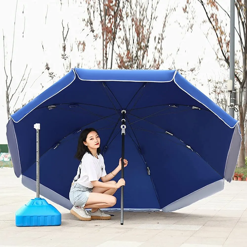 TEmkin Large-Scale Commercial Parasols for Sunshade, Outdoor Garden Parasols, Height-Adjustable Folding Round Umbrellas, Portable, Essential Equipment for Summer (Blue 3.4M)
