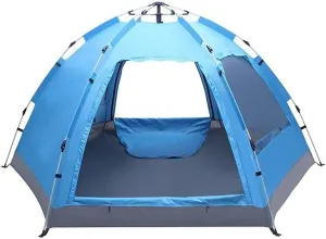 Tent-3-4 Person-Camping Tents, Waterproof Instant Pop Up Automatic Family Tent, Portable with Carry Bag, for Camping Hiking, Travel, Outdoor Activities - Blue Hopeful