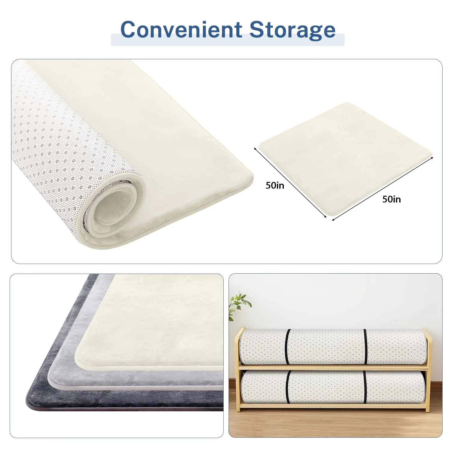 Thick Baby Play Mat for Floor,50 x 50 Playpen Mat,Tummy Time Foam Mat,Ultra Soft Support & Plush Feel,Easy Care with Non-Slip Cushioned for Infant,Kids and Toddler Crawling,Beige