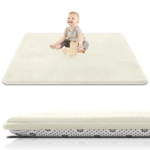 Thick Baby Play Mat for Floor,50 x 50 Playpen Mat,Tummy Time Foam Mat,Ultra Soft Support & Plush Feel,Easy Care with Non-Slip Cushioned for Infant,Kids and Toddler Crawling,Beige