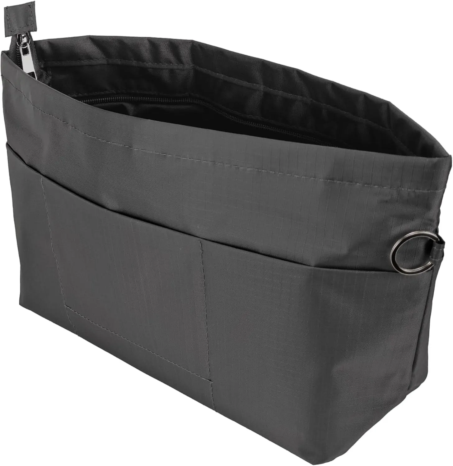 Time Wing Handbag Tote Purse Organizer Insert Bag Liner Shaper Divider Zipper 11 Pockets Compartments Medium Dark Grey