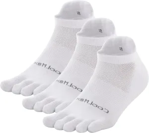Toe Socks for Men Women Coolmax Cushioned Five Finger Socks 3 Pairs Athletic Breathable Running Socks