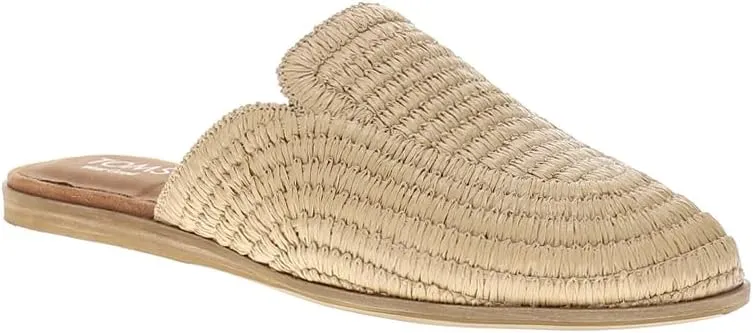 TOMS Womens Jade Raffia Mule Flats Casual - Beige