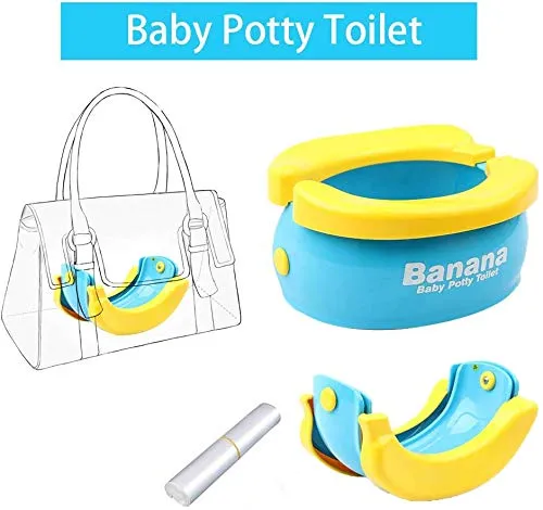 TOP19046 Potty Training Seat - Cute Banana Toilet Seat Trainer Portable Foldable Potty for Kids Boys Girls