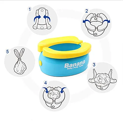 TOP19046 Potty Training Seat - Cute Banana Toilet Seat Trainer Portable Foldable Potty for Kids Boys Girls