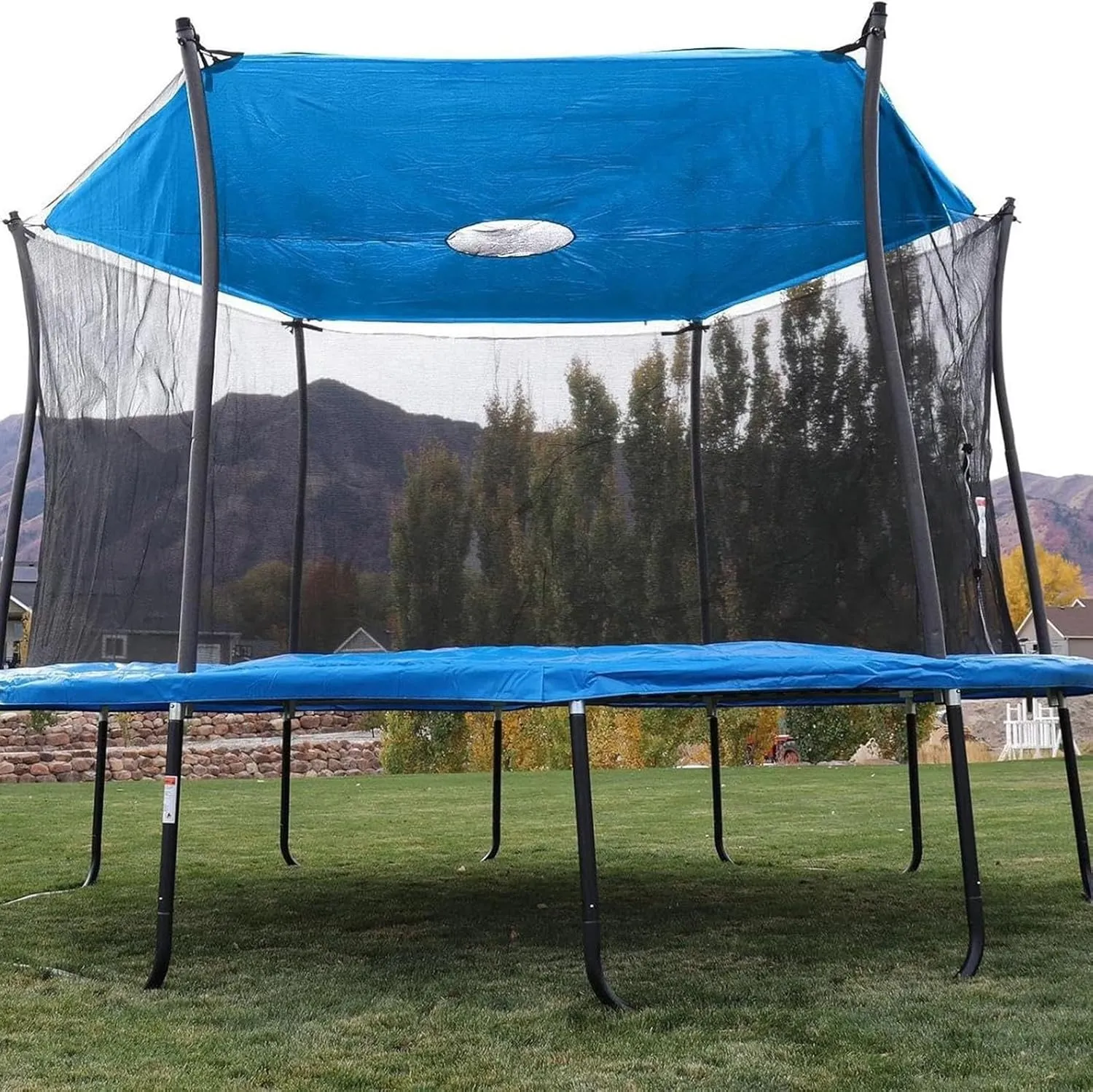 Trampoline Cover Sun Shade Protective, UV Resistance Trampoline Tent, Round Trampoline Shade Canopy Cover for Outdoor Backyard Playground(Blue,12ft-6 Poles)
