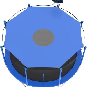 Trampoline Sun Shade Cover, Outdoor Trampoline Tent Cover Round Trampoline Shade Canopy Cover, 6ft/8ft/10ft/12ft/14ft/16ft Trampoline Top Cover Accessories(Blue,14ft-6 Poles)